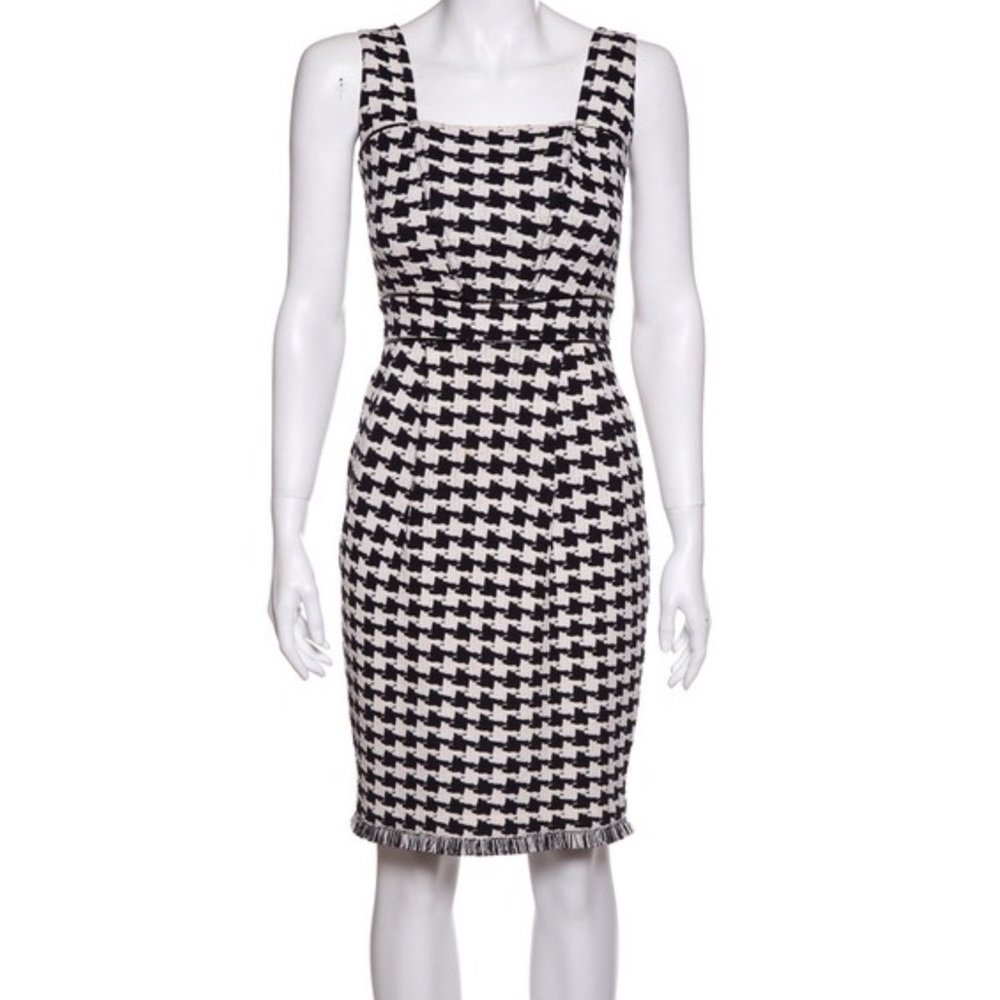 St. John Black & White Houndstooth Casual Dress